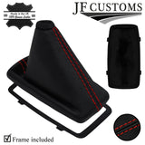 RED STITCH LEATHER AUTO GEAR GAITER + PLASTIC FRAME FITS FIAT CROMA 05-10