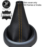 YELLOW STITCH CARBON FIBER VINYL GEAR GAITER FITS BMW MINI R50 R52 R53 2001-2006
