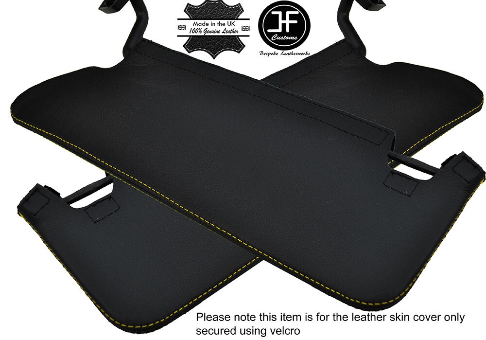 YELLOW STITCHING 2X SUN VISORS LEATHER COVERS FITS JEEP WRANGLER 2007-2010