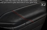 RED STITCH 2X REAR DOOR CARD TRIM SKIN COVERS FITS FORD FOCUS MK3 11-14 5 DR