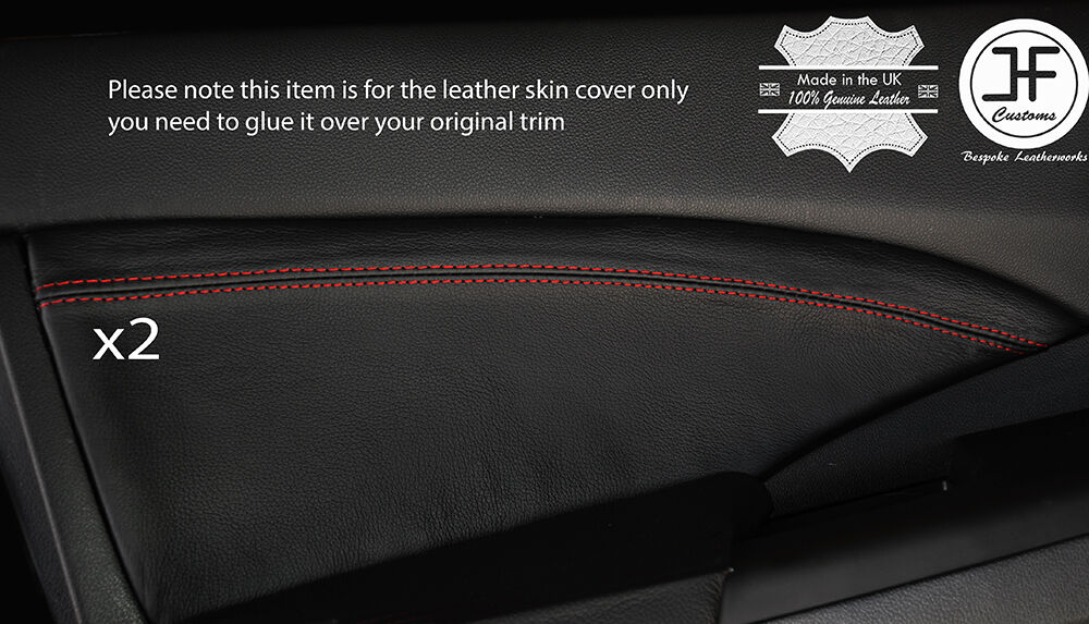 RED STITCHING 2X FRONT DOOR CARD TRIM LEATHER COVERS FITS HONDA CRV 2012-2016