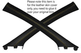 YELLOW STITCH 2X A POST PILLAR LEATHER SKIN COVERS FITS NISSAN QASHQAI 2007-2013