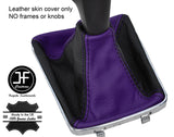 BLACK & PURPLE TOP GRAIN LEATHER GEAR GAITER FOR VAUXHALL OPEL ASTRA MK5 H 04-09