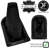BLACK STITCH LEATHER GEAR GAITER+PLASTIC FRAME+TOP RING FOR LEY LAND DAF LF 45