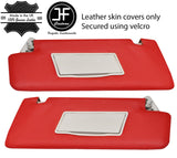 RED REAL LEATHER 2X SUN VISORS COVERS FITS LAND ROVER DISCOVERY 4 2009-2016