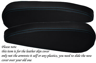 blue stitch FITS CITROEN C4 PICASSO 2006+ 2X FRONT SEATS ARMREST LEATHER COVER