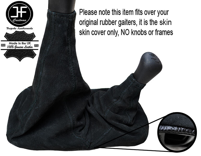 BLACK STITCH FULL SUEDE GEAR GAITER FITS LAND ROVER DEFENDER 07-16 OVER RUBBER