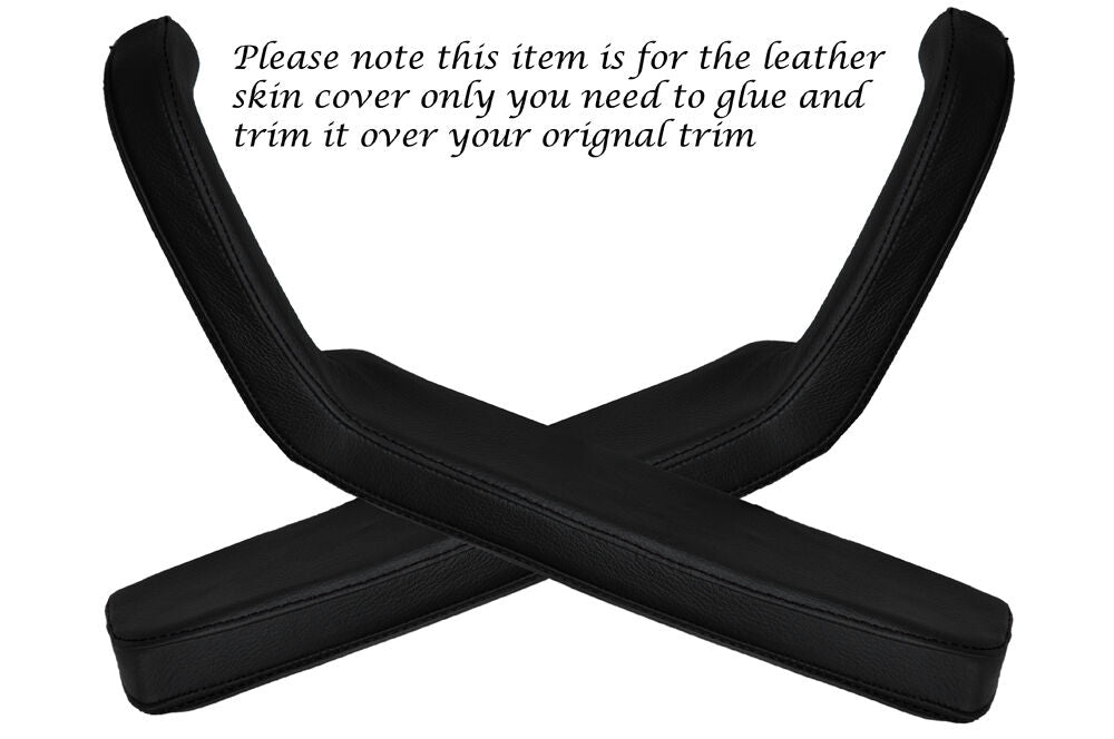 BLACK STITCH 2X DOOR HANDLE ARMREST SKIN COVERS FITS VW GOLF MK1 JETTA CADDY