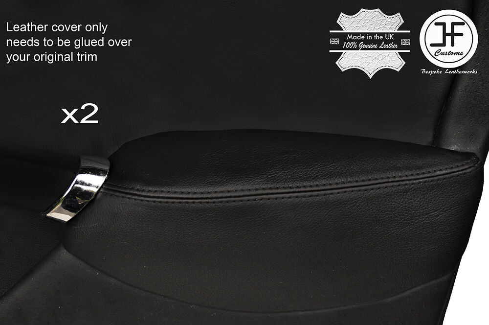 BLACK STITCH 2X FRONT DOOR ARMREST LEATHER COVERS FITS ROVER 75 & MG ZT 99-05