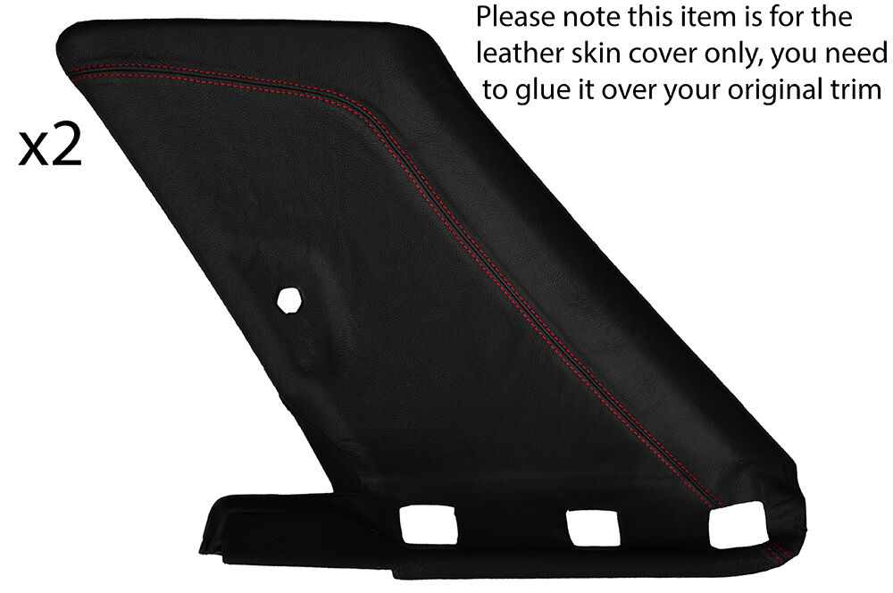 RED STITCH 2X REAR C PILLAR LEATHER COVER FITS VW GOLF MK2 JETTA 83-92 3 DOOR