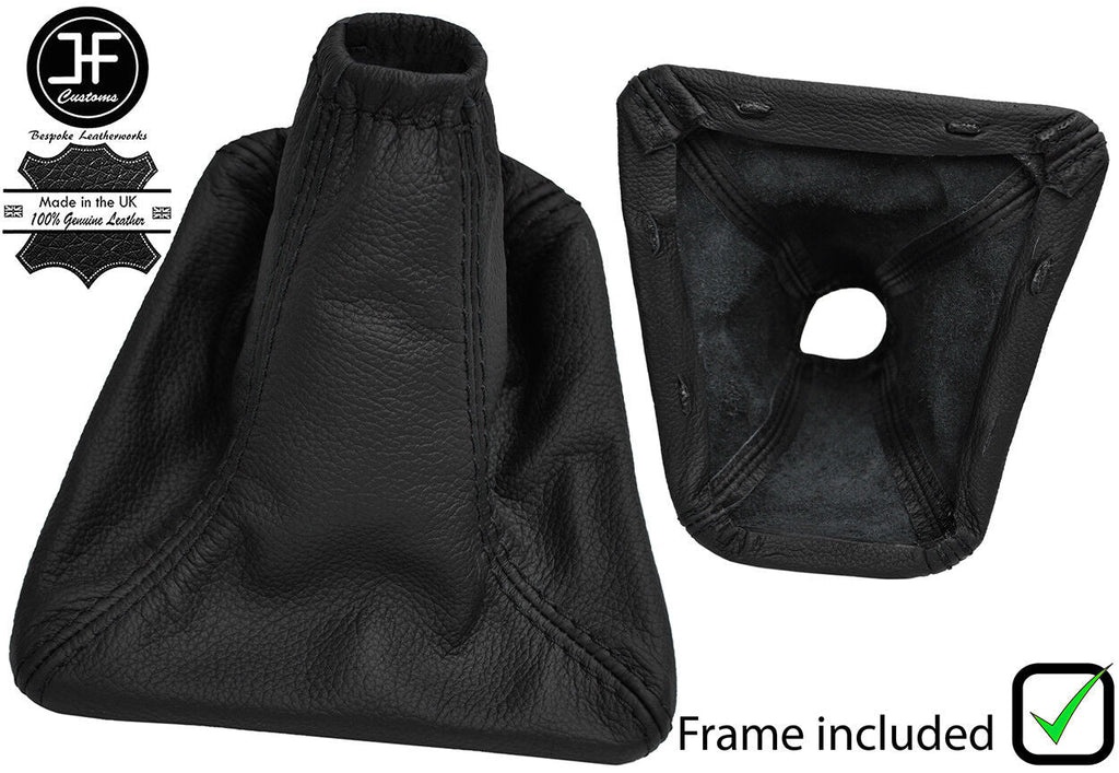 BLACK STITCH LEATHER GEAR GAITER WITH PLASTIC FRAME FOR JAGUAR X-TYPE 2001-2009