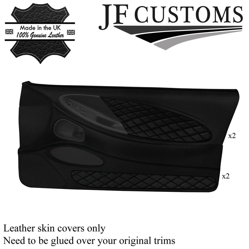 BLACK  DIAMOND STITCH LEATHER 2X FULL DOOR CARD COVERS FOR FORD MUSTANG 94-98
