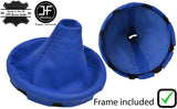 BLUE LEATHER GEAR GAITER + PLASTIC FRAME FOR VW T5 TRANSPORTER CARAVELLE
