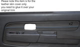 BLUE STICH 2X FRONT GREY DOOR CARDS TRIM SKIN COVER FITS NISSAN NAVARA D22