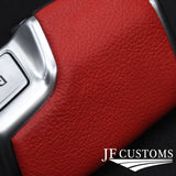 RED LEATHER AUTO TOP KNOB COVER + PLASTIC FRAME FOR AUDI A7 18-22 CUSTOM NEW