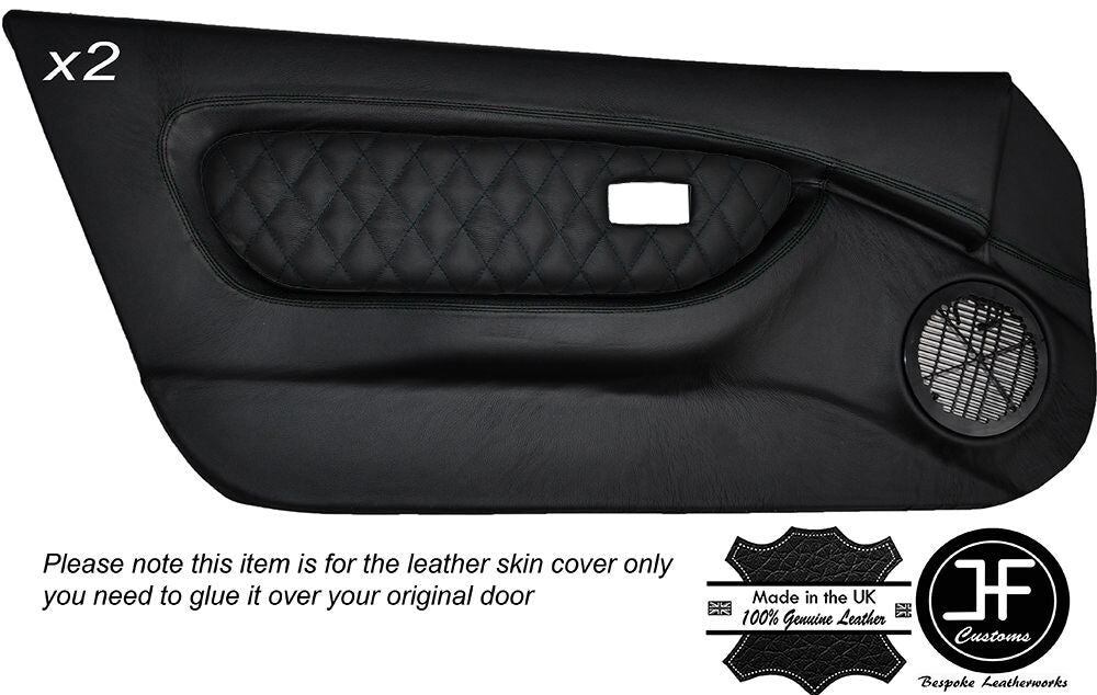 BLACK DIAMOND STITCH 2X FULL DOOR CARD LEATHER COVERS FITS MG MGF MK1 1995-1999