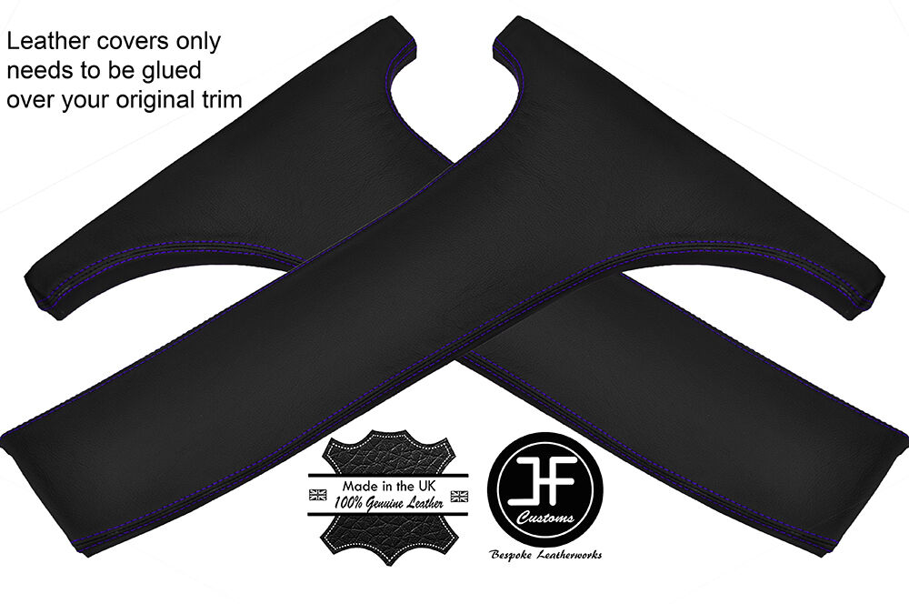 PUEPLE STITCH 2X LOWER B PILLAR LEATHER COVERS FITS BMW 5 SERIES E39 1996-2003