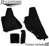 BLACK STITCH LUXE SUEDE GEAR+HANDBRAKE+PLASTIC FRAMES FOR FORD FOCUS MK2 05-08