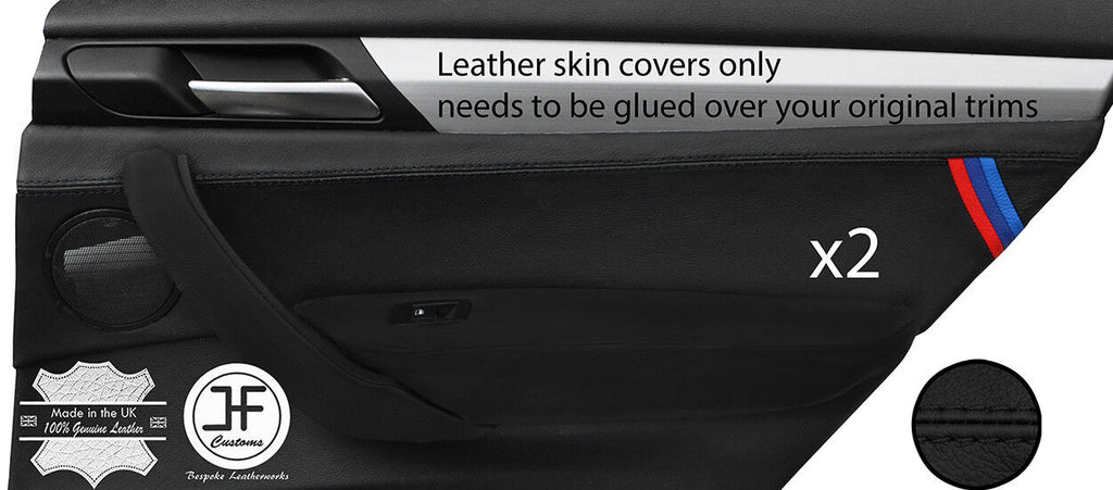 BLACK STITCH TRI STRIPES 2X REAR DOOR CARD TRIM LTHR COVERS FOR BMW x4 F26 14-18