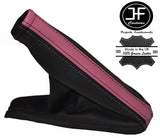 BLACK & PINK LEATHER HANDBRAKE GAITER FITS VAUXHALL OPEL CORSA B TIGRA