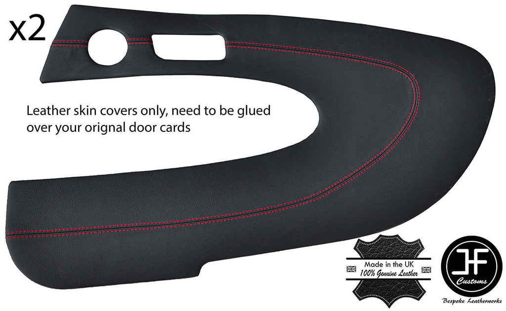 RED STITCH REAL LEATHER 2 X DOOR CARDS COVERS FITS FIAT BARCHETTA 95-2005