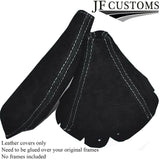 WHITE STITCHING GEAR HANDBRAKE BLACK SUEDE SET FITS MAZDA MX5 MK2 1998-2000 NB