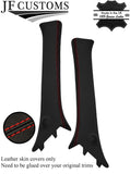 RED STITCH 2X A PILLAR REAL LEATHER COVERS FITS NISSAN JUKE F15 2010-2019 JF1