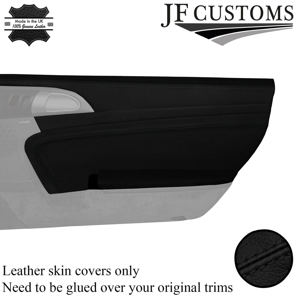 BLACK STITCH 2X DOOR CARD TRIM KIT LEATHER COVERS FOR PORSCHE BOXSTER 987 05-12