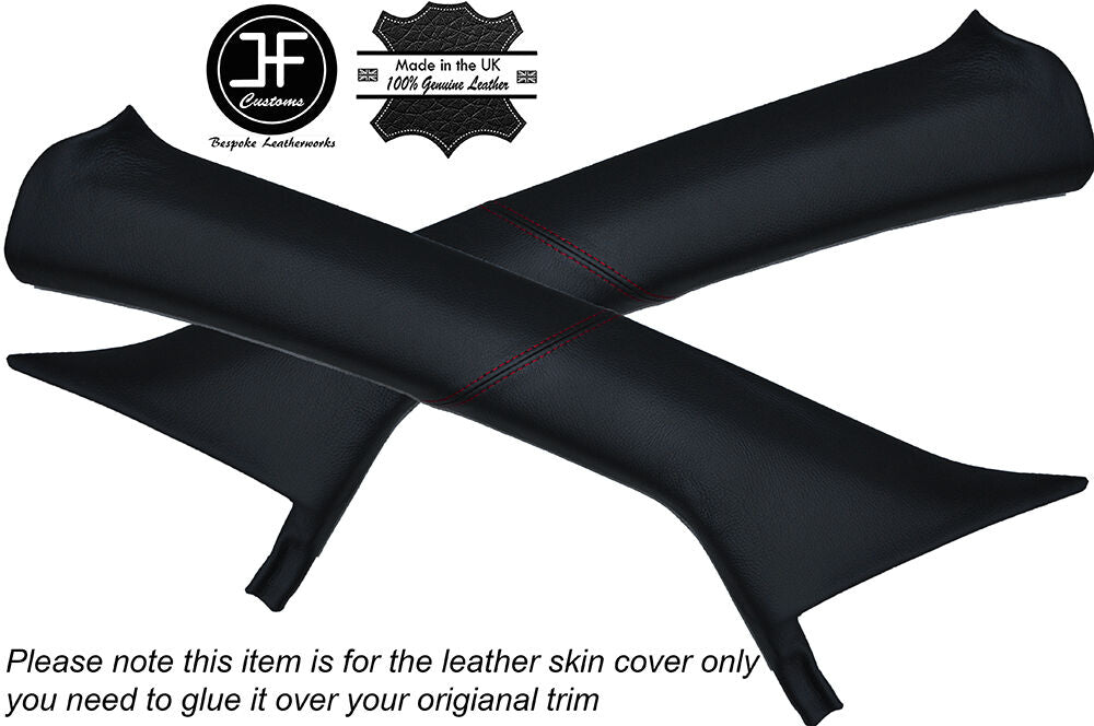 RED STITCHING 2X A PILLAR LEATHER SKIN COVERS FITS AUDI A6 C6 2005-2011
