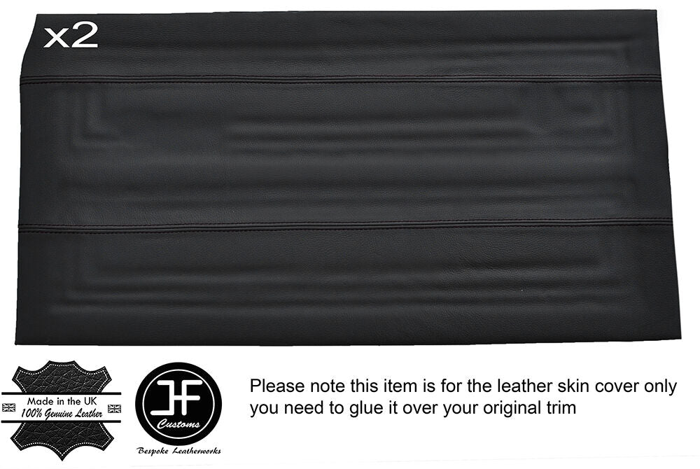 BLACK STICH 2X FULL FRONT DOOR CARD LEATHER COVERS FITS FORD CORTINA MK2 4 DOOR