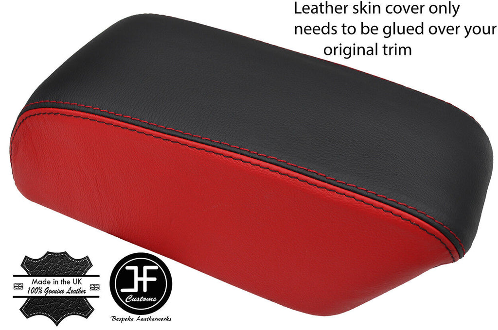 BLACK & RED ARMREST LEATHER COVER FOR MITSUBISHI SHOGUN CHALLENGER SPORT