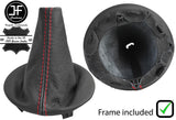 RED STITCH LEATHER GEAR GAITER+PLASTIC FRAME FITS CITROEN BERLINGO 2008-2017