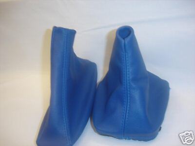 FITS BMW  E36  E46 BLUE GEAR/HANDBRAKE GAITER REAL LEATHER CUSTOM NEW MADE IN UK