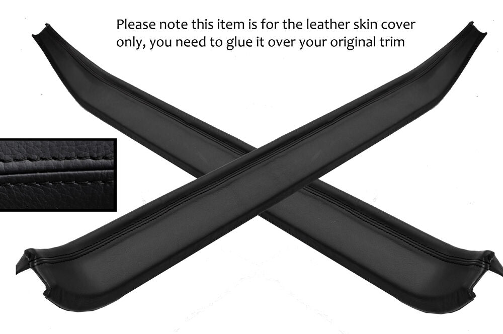 BLACK STITCH 2X DOOR SILL LEATHER SKIN COVERS  FITS LOTUS ELAN M100 89-95
