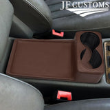 BROWN LEATHER COVERED CONSOLE CUP HOLDER TRIM FITS MERCEDES W126 S CLASS 79-91