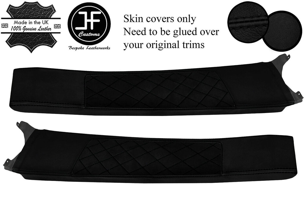 BLACK DIAMOND STITCH DOOR SILL LTHR+LUXE SUEDE COVERS FOR LOTUS ELISE S2 01-06