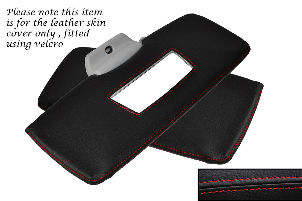 RED STITCHING 2X SUN VISORS LEATHER SKIN COVERS FITS SMART FORTWO 451 07-14