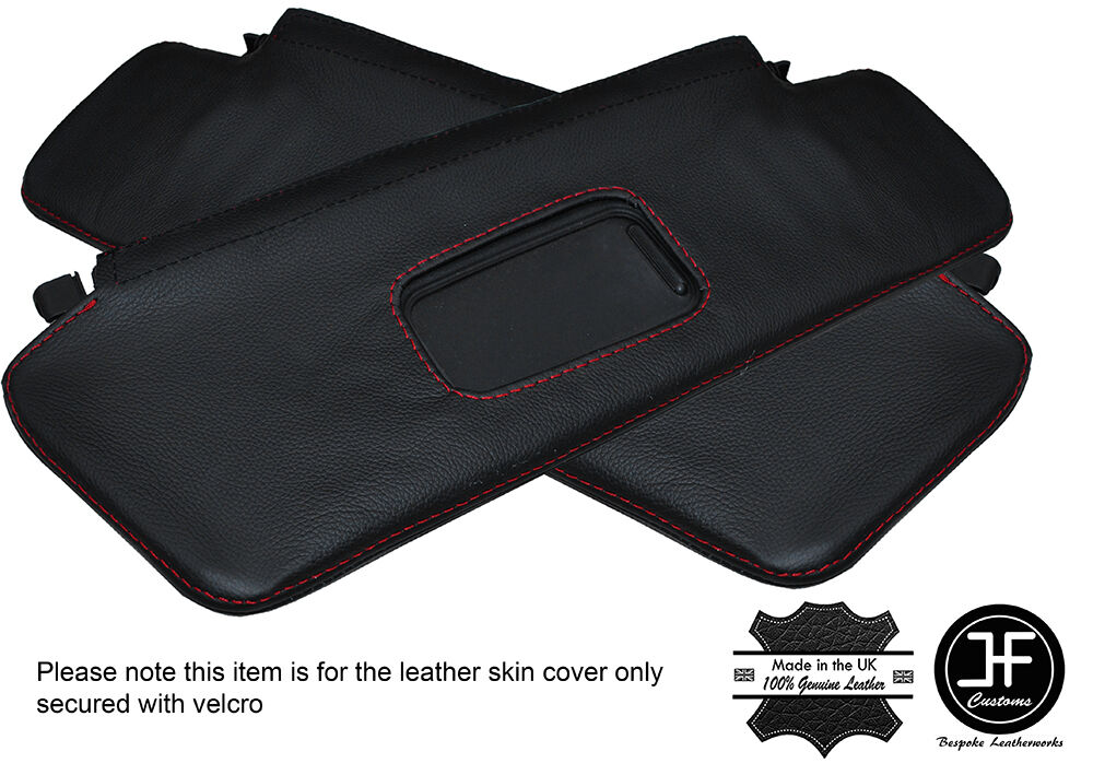 RED STITCHING 2X SUN VISORS LEATHER COVERS FITS BMW E36 CONVERTIBLE 1993-1998