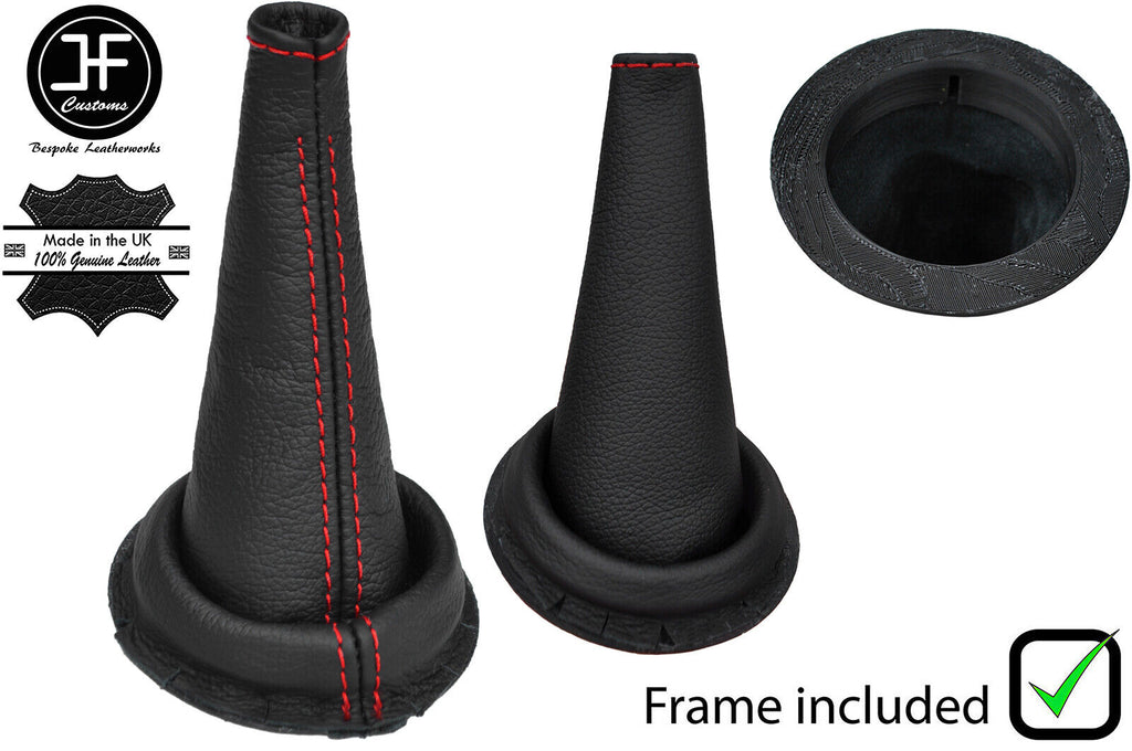 RED DOUBLE STITCH LEATHER GEAR GAITER+PLASTIC FRAME FOR PORSCHE 914 69-76