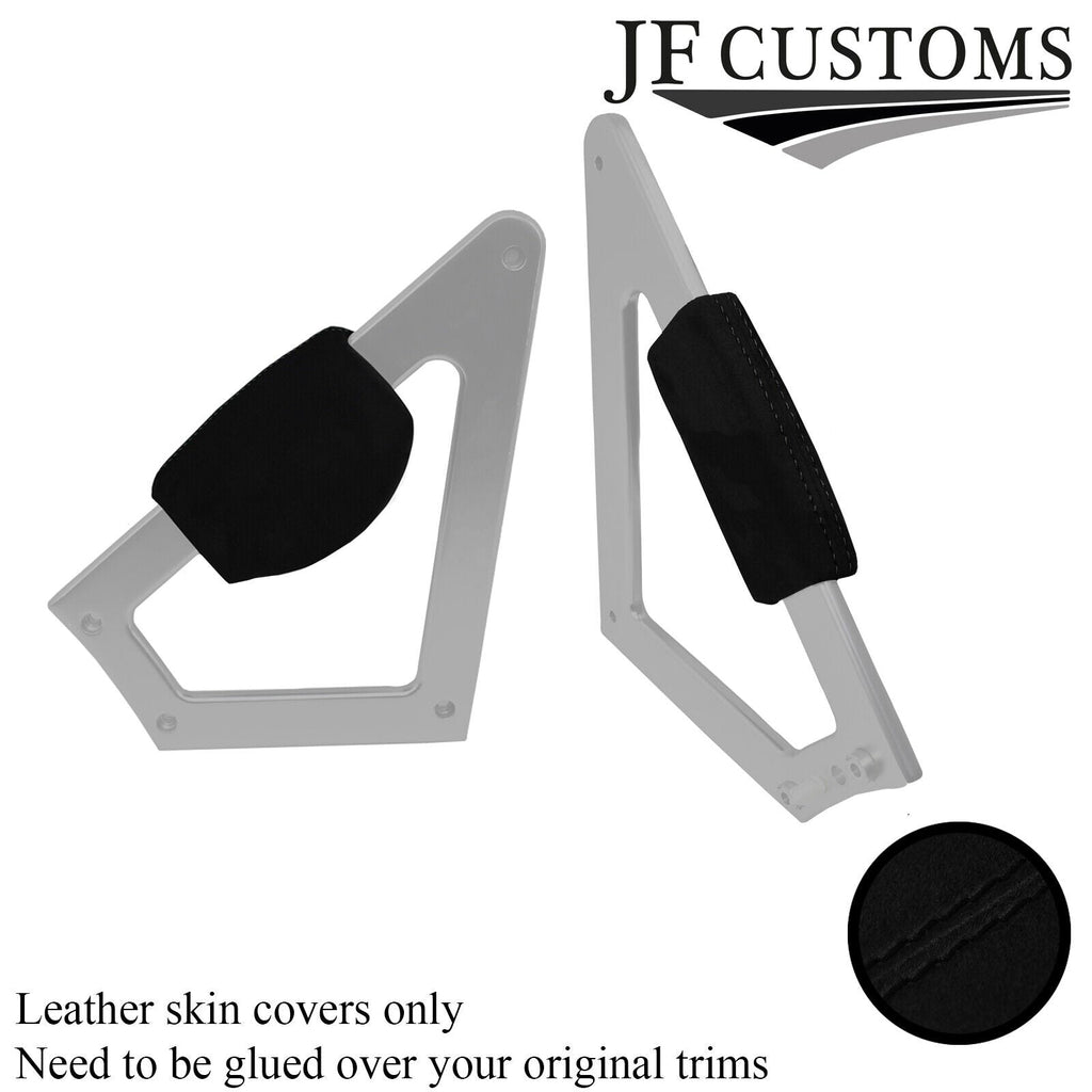 BLACK STITCH SUEDE 2X CONSOLE KNEE PAD TRIM COVERS FOR AUDI TT MK1 1998-2006