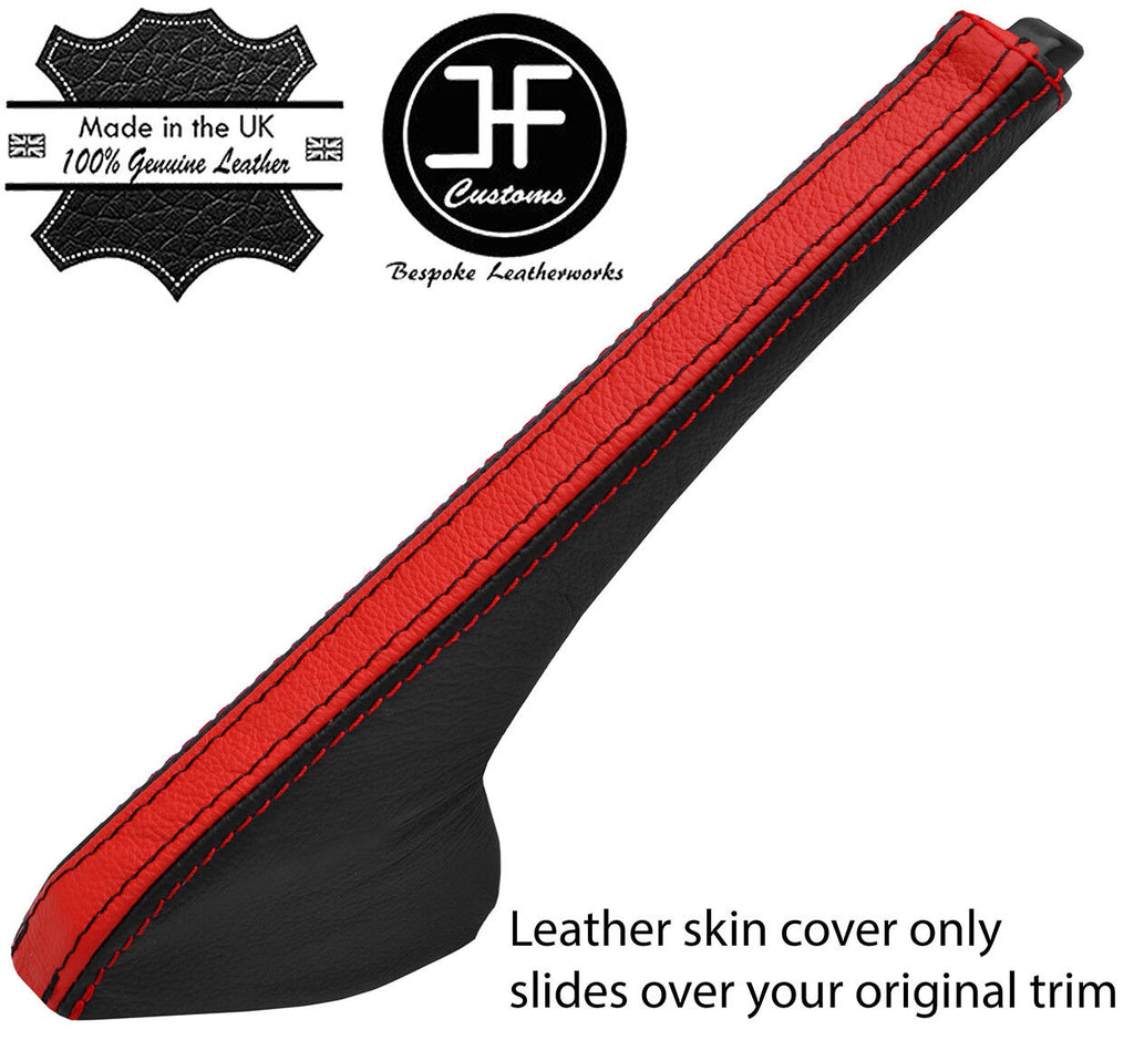 BLACK & RED STRIPE REAL LEATHER HANDBRAKE GAITER COVER FITS SAAB 900 CLASSIC