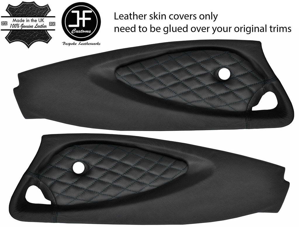 BLACK DIAMOND STITCH 2X FULL DOOR CARD LEATHER COVERS FOR LOTUS ELISE EXIGE S2