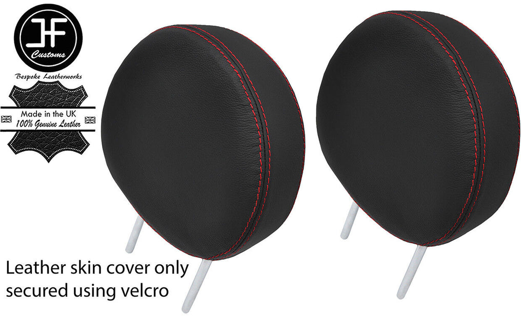 RED STITCH 2X FRONT HEADREST REAL LEATHER COVERS FITS BMW MINI R56 2007-2013