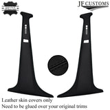 BLACK STITCH 2X B PILLAR LEATHER SKIN COVERS FITS BMW E36 SALOON 1991-1998