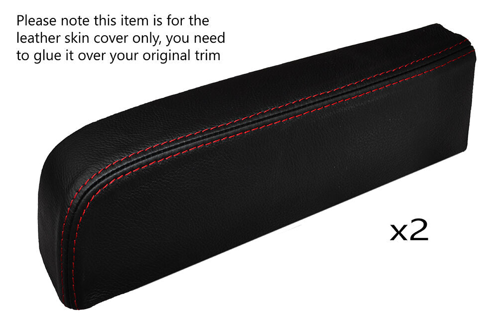 RED STITCH 2X FRONT DOOR ARMREST LEATHER SKIN COVERS FITS NISSAN PATROL Y61