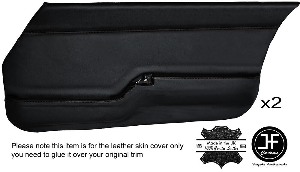 BLACK STITCH 2X FRONT DOOR CARD LEATHER COVERS FITS MAZDA RX7 FB SERIES 2 81-83