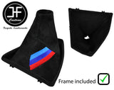 BLACK STITCH TRI STRIPE SUEDE GEAR GAITER + PLASTIC FRAME FOR BMW F30 F31 12-16