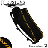 YELLOW LUX-STITCH SUEDE HANDBRAKE GAITER + PLASTIC FRAME FOR BMW E90 E92 E93