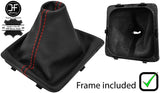 RED  STITCH LEATHER MANUAL GEAR GAITER+PLASTIC FRAME FITS SEAT ATECA 16-19