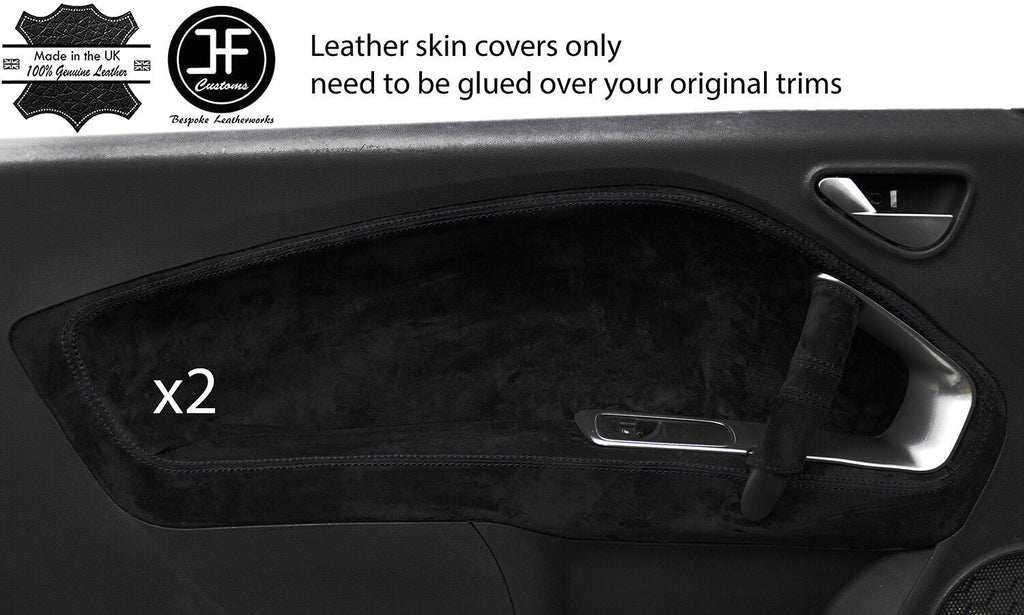 BLACK STITCH 2X FRONT DOOR CARD TRIM SUEDE COVERS FOR ALFA ROMEO MITO 2008-2017